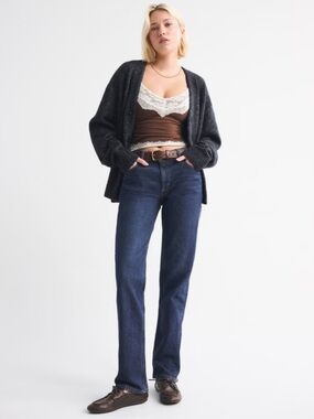 Abercrombie & Fitch The 90s Straight Mid Rise Dark Wash Jeans Size 26